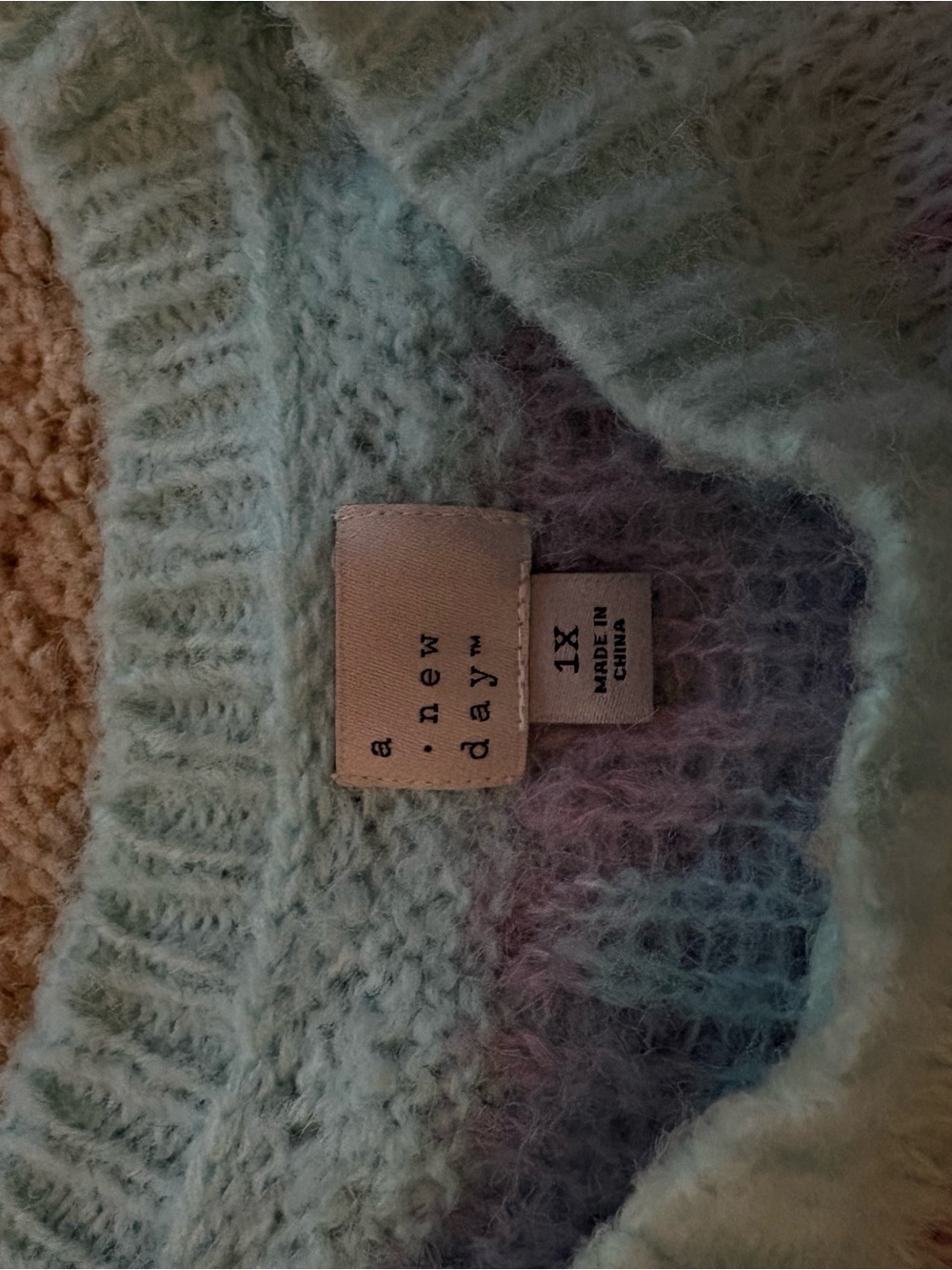 a new day Mint Green Mohair-Blend Crewneck Sweater with Multicolor Haze